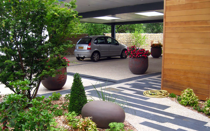 Entrance courtyard with flat slate