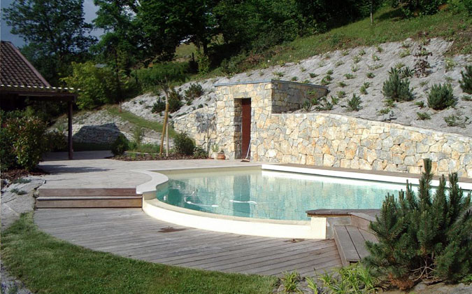 Swimming Pool and wood Terrace