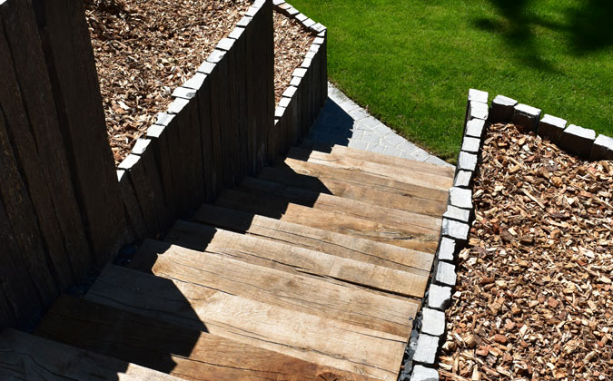 Staircase and terraced garden