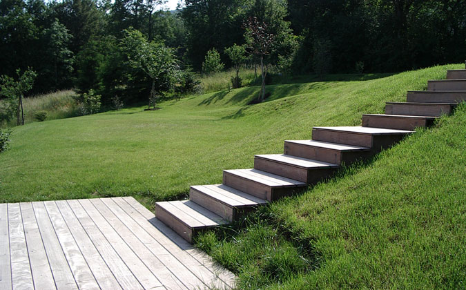 Wooden staircase and terrace